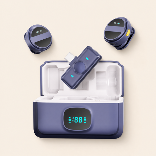 Perch dual wireless lavalier microphones with magnetic charging case